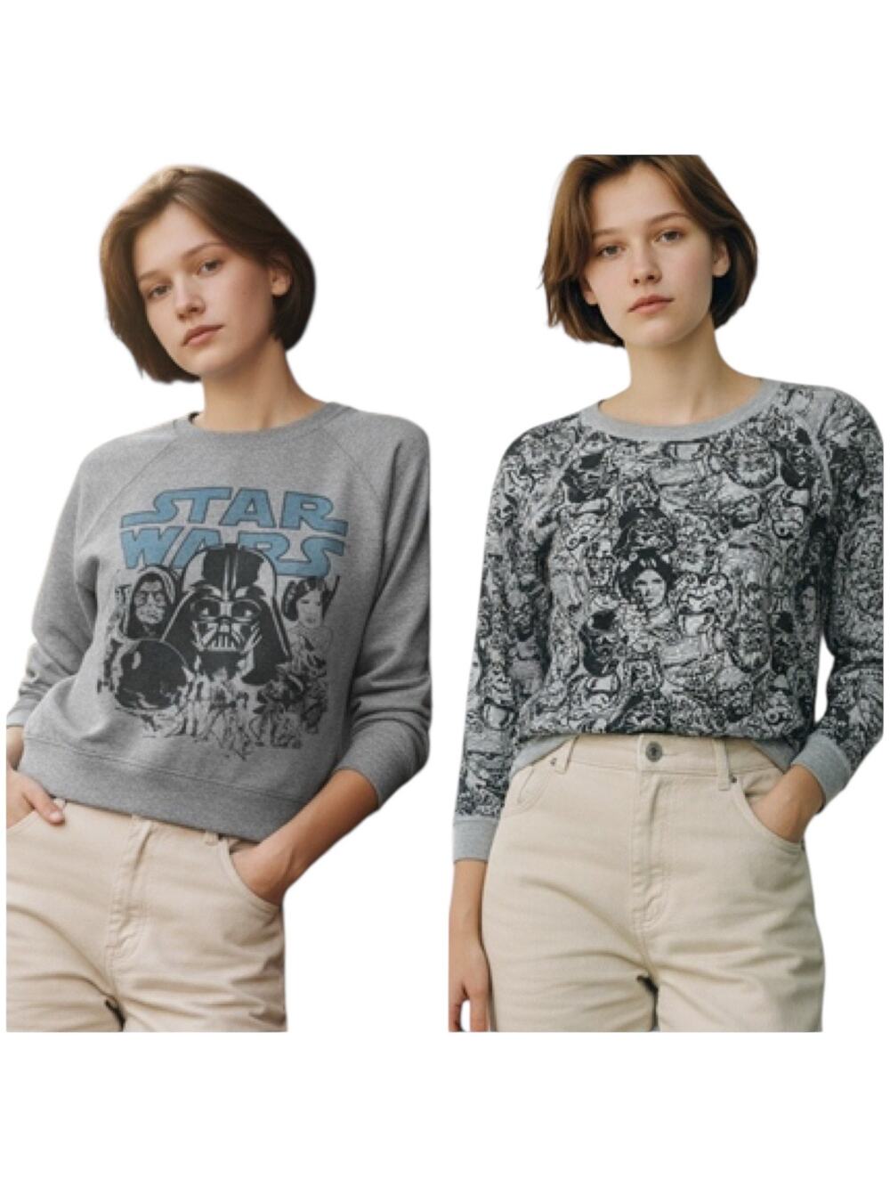 Star Wars Reversible Crewneck Sweatshirt Medium Double Sided Graphic Top
